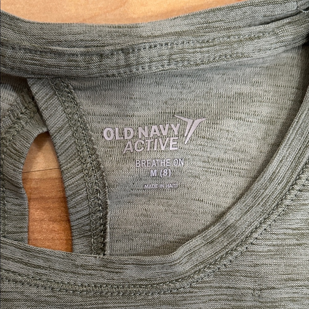 Old Navy Kids Heathered Keyhole Tank Top - Olive Green 8 M - Picture 3 of 6